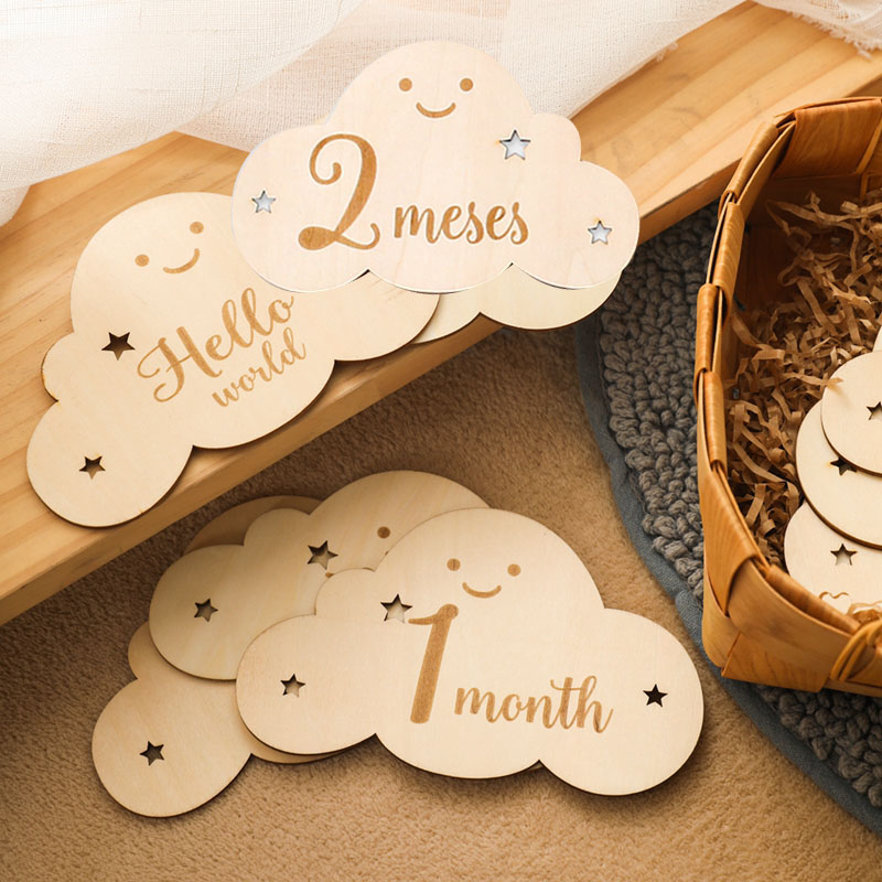 Photography Of Memories - Inglese e spagnolo Legno Baby Milestone